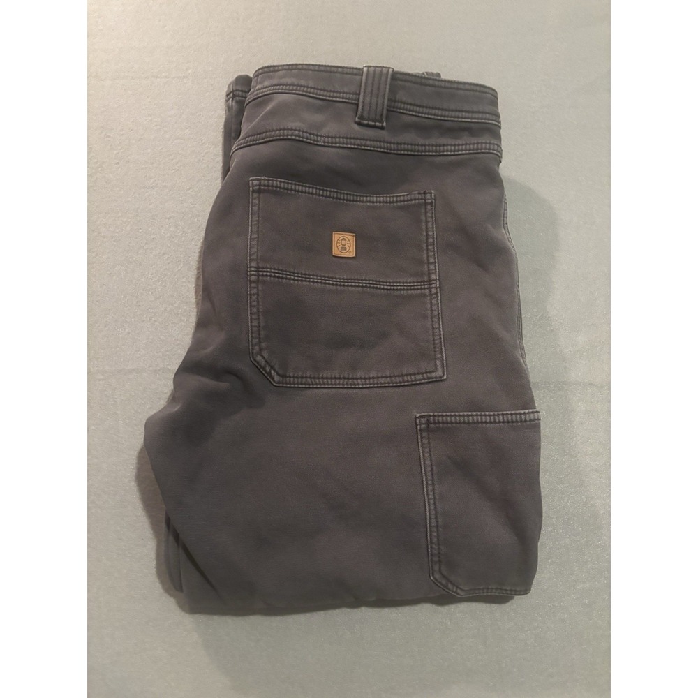 Coleman Pants Mens 38x28 Flannel Lined Workwear Camping Hiking Gray Outdoor
